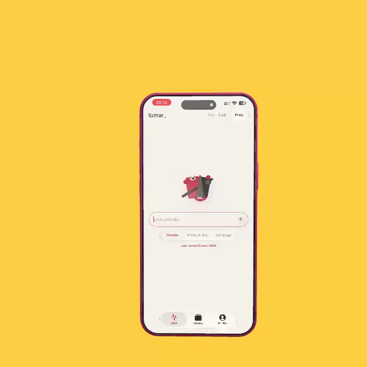 The Lomar iPhone app showing the creator studio